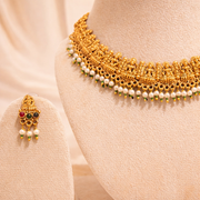 Sri Lakshmi Emerald Pearl Grand Necklace