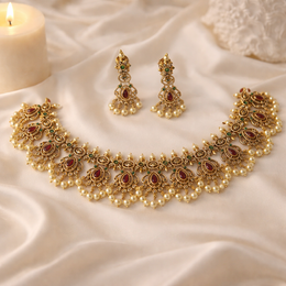 ROYAL RUBY GUTTAPUSALU NECKLACE SET