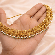 Sri Lakshmi Emerald Pearl Grand Necklace