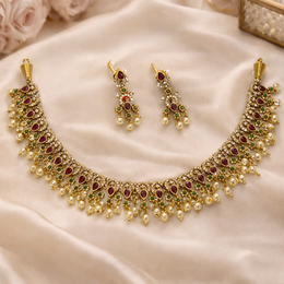 RAJARANI PEARL GUTTAPUSALU NECKLACE SET