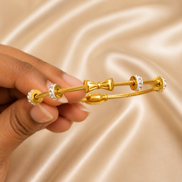 Bella Bow Bangle cuff -Anti tarnish