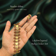 LAKSHMI LAYERED RUBY CHOKER SET WITH EAR RINGS