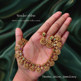 Ruby emerald floral necklace