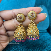 PINK PEARL MAYURA JHUMKA