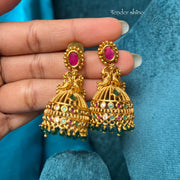 MOHINI ROYAL RUBY EMERALD JHUMKA