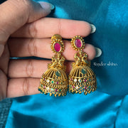 MOHINI ROYAL RUBY EMERALD JHUMKA