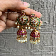 PINK AURA FLORAL JHUMKA