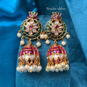 PINK AURA FLORAL JHUMKA