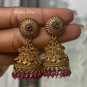 PINK PEARL MAYURA JHUMKA