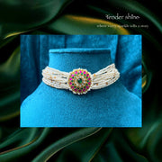 PEARL CHOKER WITH FLORAL MEDALLION