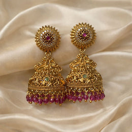 PINK PEARL MAYURA JHUMKA