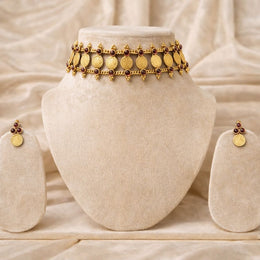 LAKSHMI LAYERED RUBY CHOKER SET WITH EAR RINGS